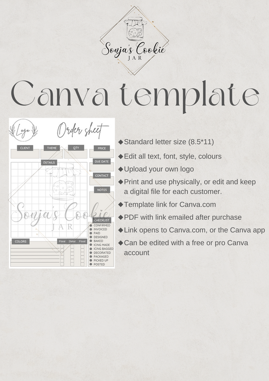 Customizable Cookie Order Sheet